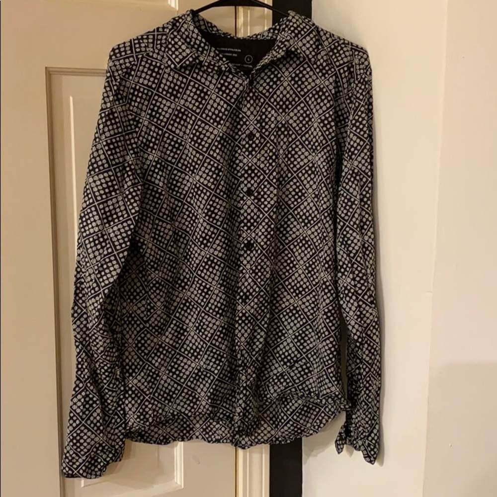 All Saints Pattern Print Button Down Sz Large